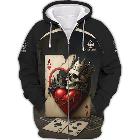 Unisex Shirt - Custom Poker Lover Shirt, Skeleton Poker Cards