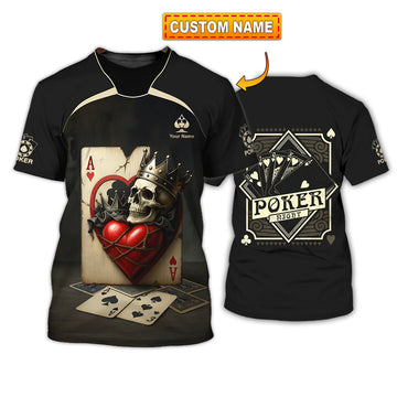 Unisex Shirt - Custom Poker Lover Shirt, Skeleton Poker Cards