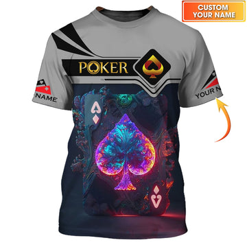Unisex Shirt - Custom Name Shirt - ACE Black Spade Suit Poker Shirt