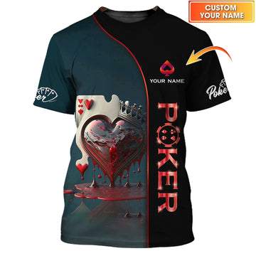 Unisex Shirt - Custom Name Shirt - Blood Heart Poker Shirt