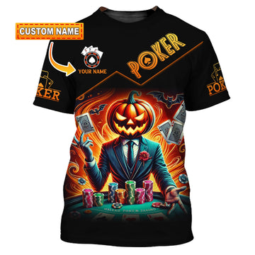 Unisex Shirt, Custom Name Halloween Poker Shirt, Poker Hoodie Shirt Polo Long Sleeve Shirt