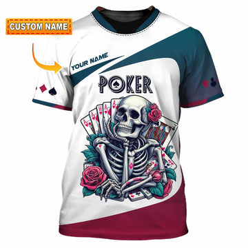 Unisex Shirt, Custom Name Poker Skull Shirt, Poker Hoodie Shirt Polo Long Sleeve Shirt