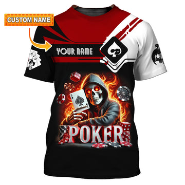 Unisex Shirt, Custom Name Poker Skull Shirt, Poker Hoodie Shirt Polo Long Sleeve Shirt