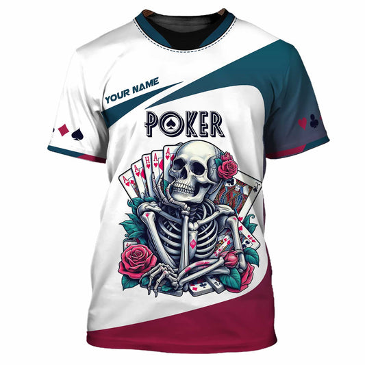 Unisex Shirt, Custom Name Poker Skull Shirt, Poker Hoodie Shirt Polo Long Sleeve Shirt