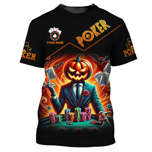 Unisex Shirt, Custom Name Halloween Poker Shirt, Poker Hoodie Shirt Polo Long Sleeve Shirt