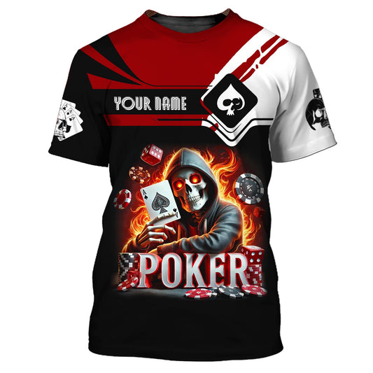 Unisex Shirt, Custom Name Poker Skull Shirt, Poker Hoodie Shirt Polo Long Sleeve Shirt