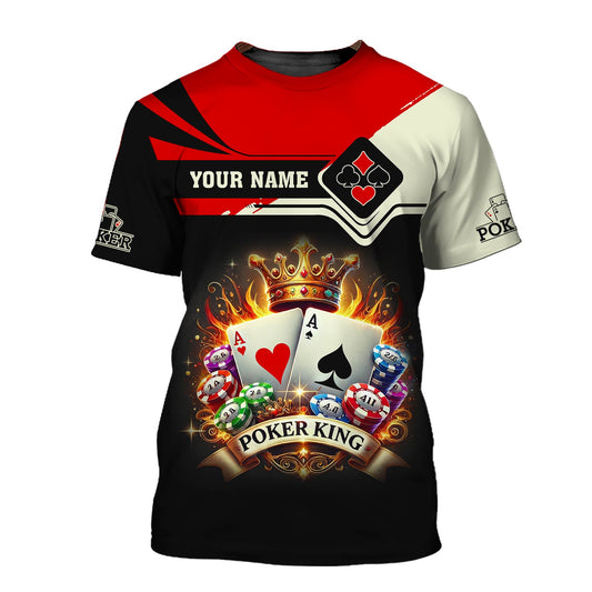 Man Shirt, Custom Name Poker Shirt, Poker King T-Shirt Hoodie Long Sleeve Shirt, Casino Shirt
